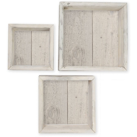 Ekena Millwork Square, Closed Back, Vintage Farmhouse Shadow Box Shelves, Barnwood Decor Collection, PK3 DECR15SBSQCBWH